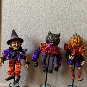 Halloween Set of 3 - witch, cat, pumpkin.